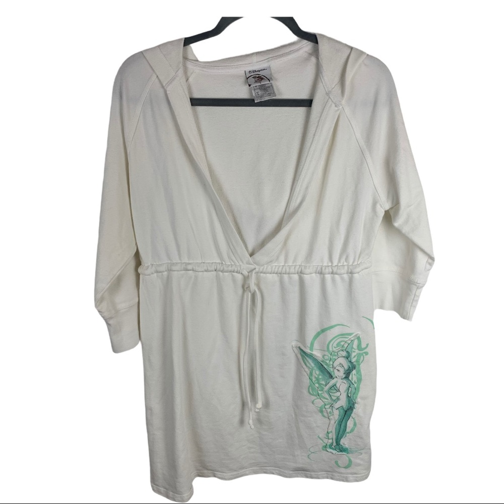 Disney Tinkerbell swim coverup Large Disney Store terrycloth hood tie string